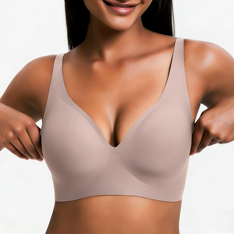 Wireless Women's Comfortable Push-Up Bralettes – Seamless T-Shirt Bras for Everyday Wear (Deep V)