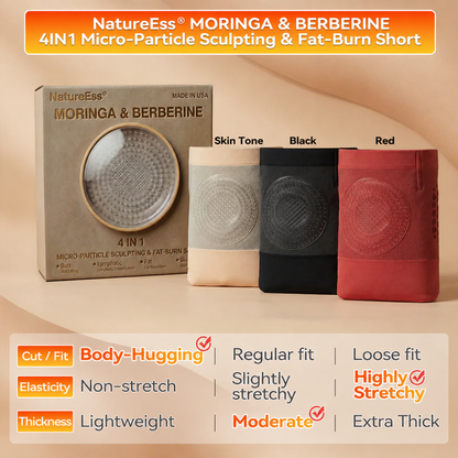 NatureEss® 2026 Moringa & Berberine 4-In-1 Micro-Particle Sculpting & Fat-Burn Shorts