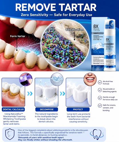 【Professional Grade】Niacinamide Foaming Whitening Toothpaste 8X - Fresh Breath Stain Removal Gentle Teeth Cleaning 100ml-A
