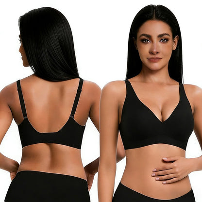 Wireless Women's Comfortable Push-Up Bralettes – Seamless T-Shirt Bras for Everyday Wear (Deep V)