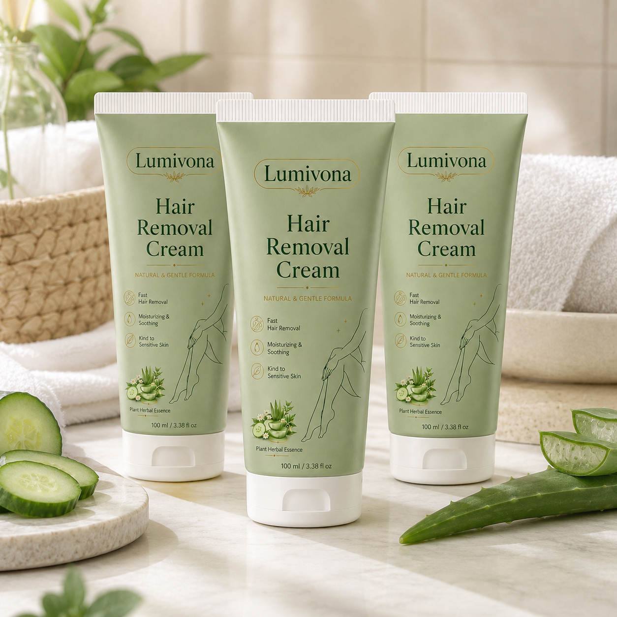 Natural Gentle Hair Removal Cream | For Women & Men, Sensitive Skin