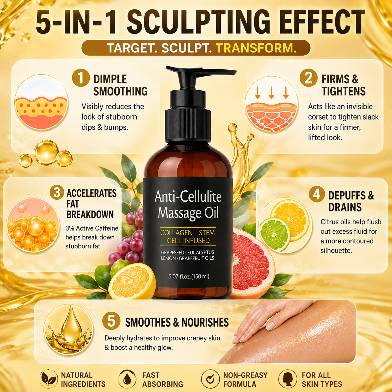 Anti Cellulite Massage Oil — Target Stubborn Fat & Sculpt Your Body
